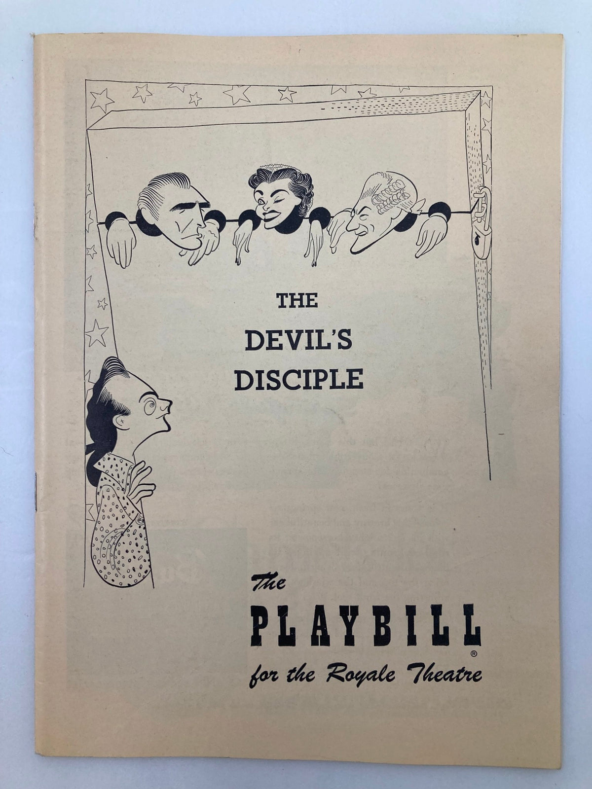 1950 Playbill for The Devil's Disciple at the Royale Theatre, featuring caricatures of characters from the play on the cover.