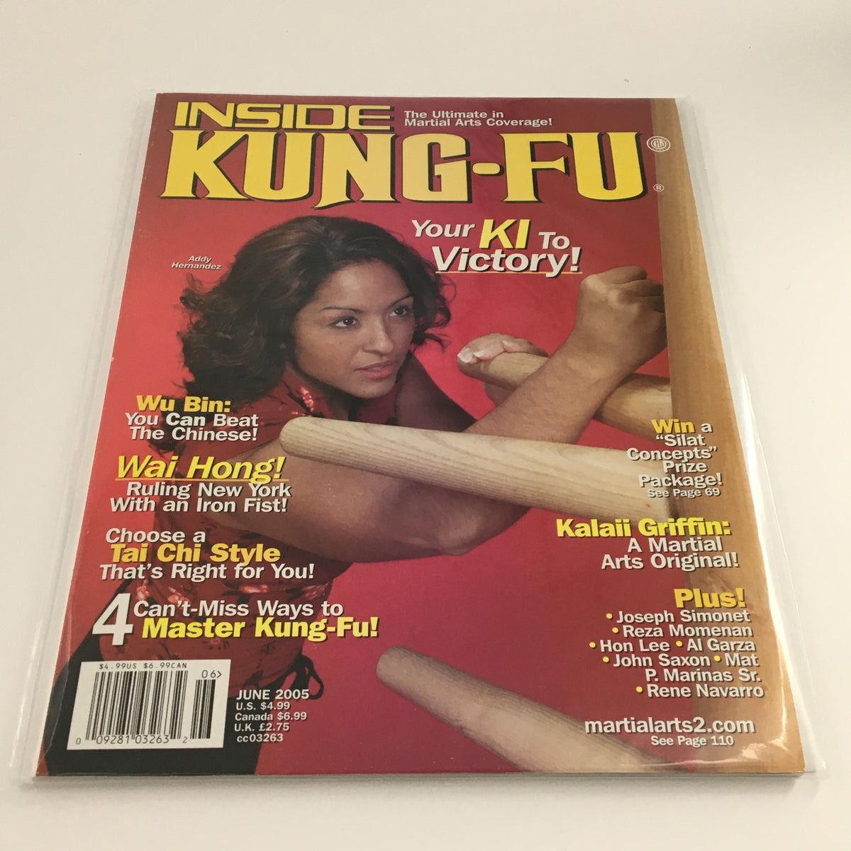Cover of Inside Kung-Fu Magazine June 2005 featuring Addy Hernandez, highlighting the article 'Your KI To Victory', showcasing martial arts techniques and insights.