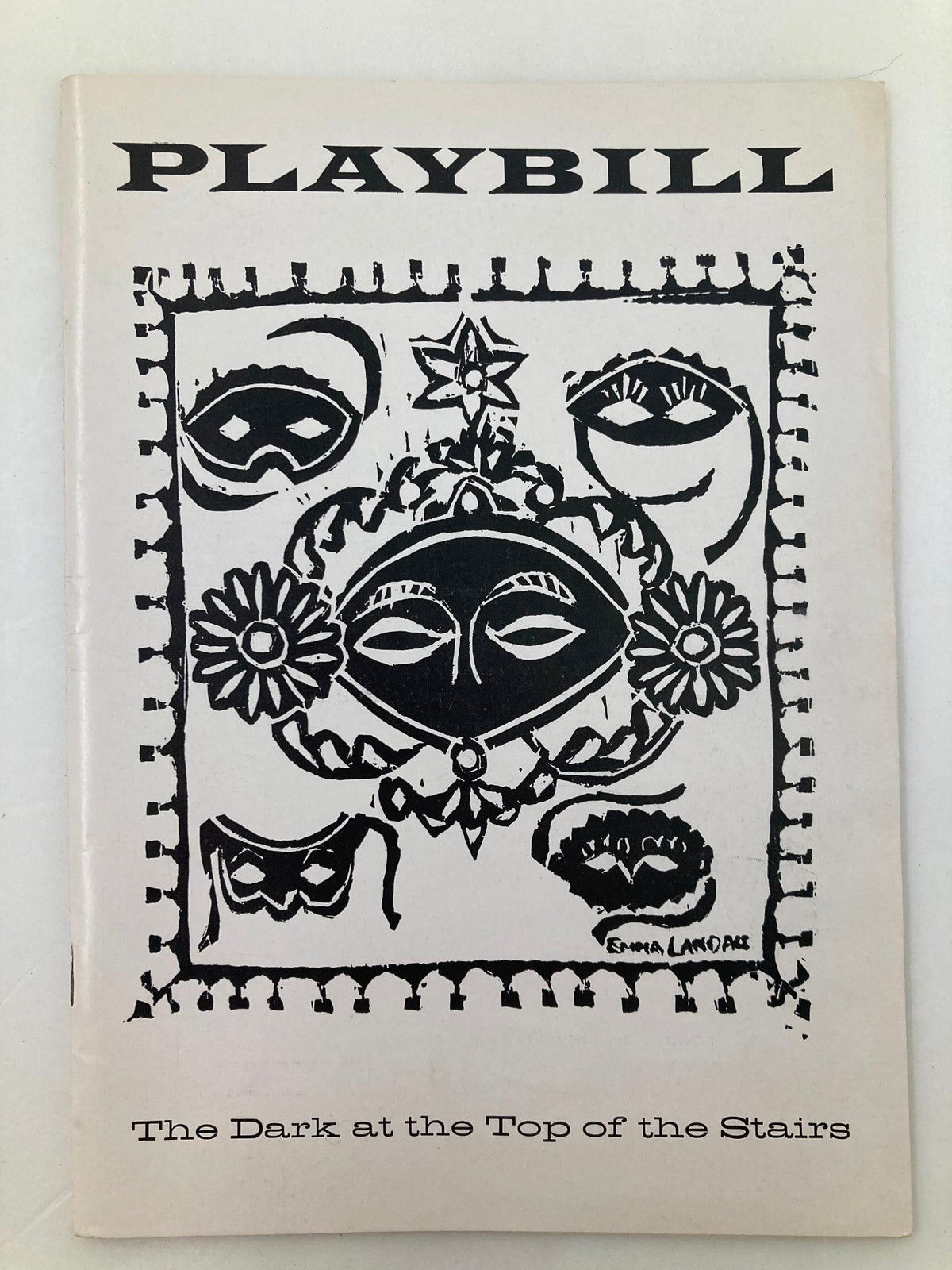 1958 Playbill for 'The Dark at the Top of the Stairs' featuring a decorative cover design.