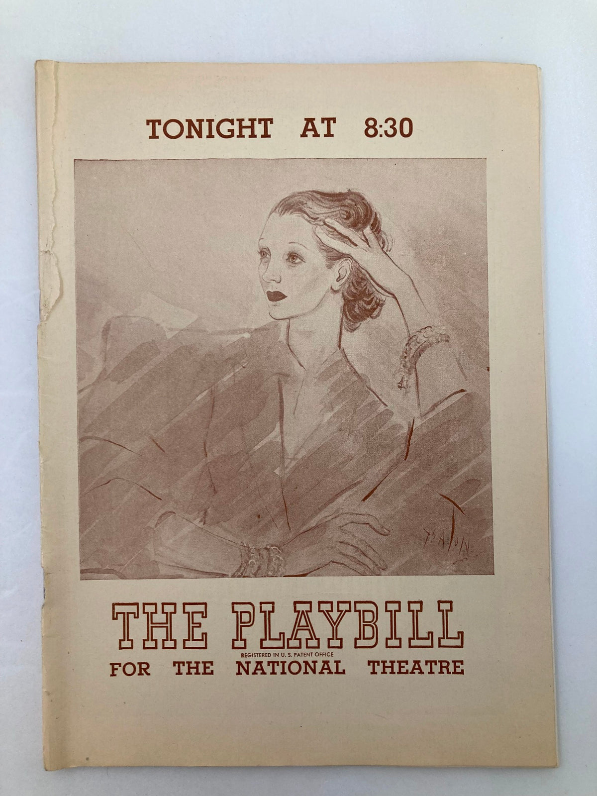 1948 Playbill for the National Theatre featuring Gertrude Lawrence in Tonight at 8:30, showcasing a vintage cover illustration.