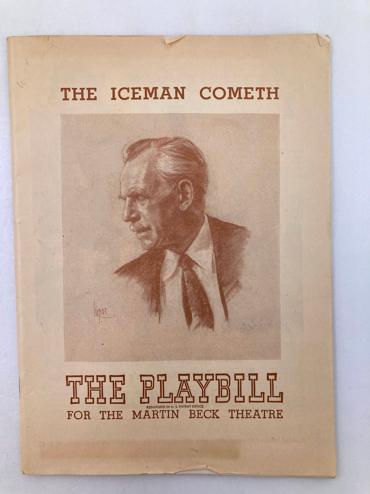 1946 Playbill for The Iceman Cometh at the Martin Beck Theatre featuring an artistic portrait of James Barton.