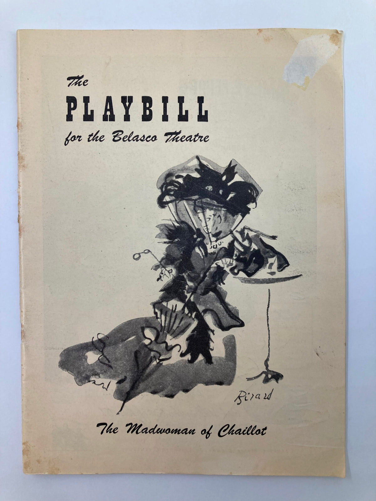 1949 Playbill for the Belasco Theatre featuring The Madwoman of Chaillot, showcasing an artistic cover illustration.
