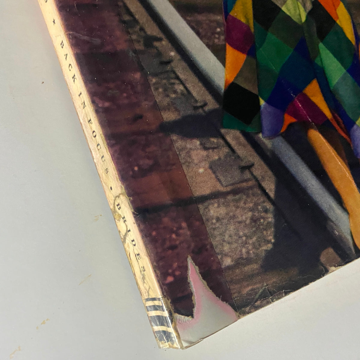 Close-up view of the spine and edge of Mademoiselle Magazine September 1940, highlighting the vintage design and wear typical of its age.