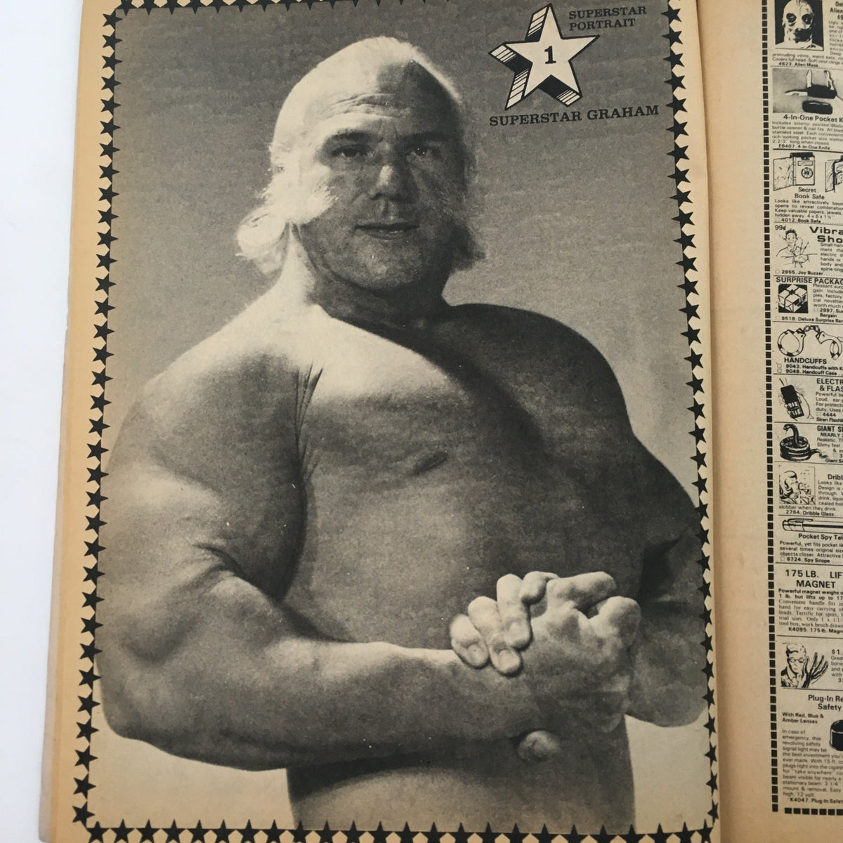 Wrestling Superstars Magazine Spring 1980 cover featuring Superstar Graham, showcasing the strength and iconic presence of a wrestling legend.