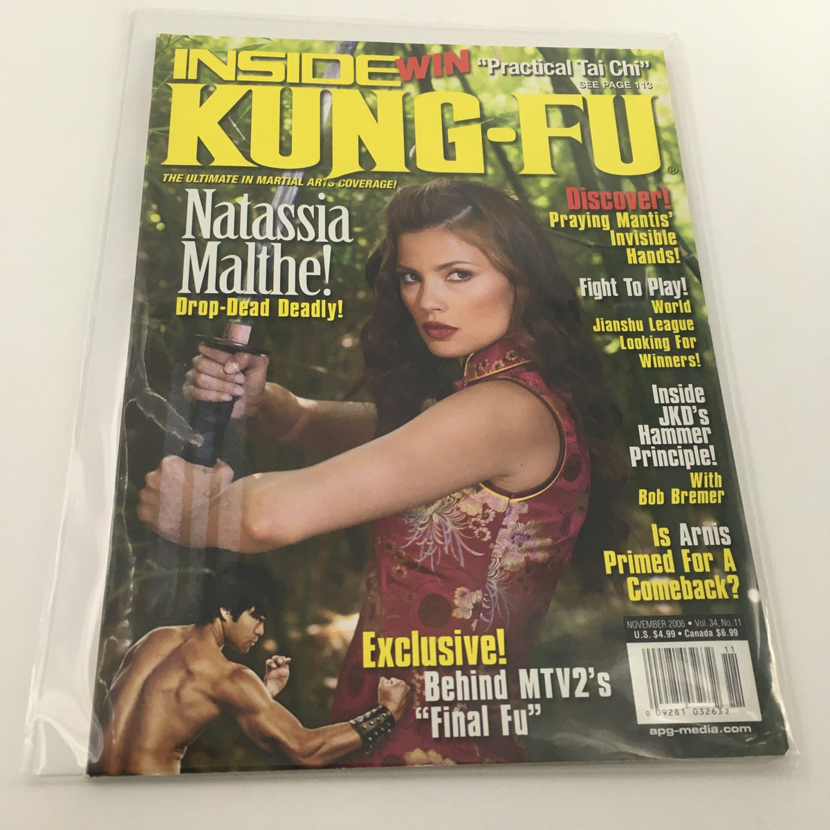 Inside Kung-Fu Magazine November 2006 featuring Natassia Malthe on the cover, showcasing martial arts themes with an eye-catching pose of the actress.