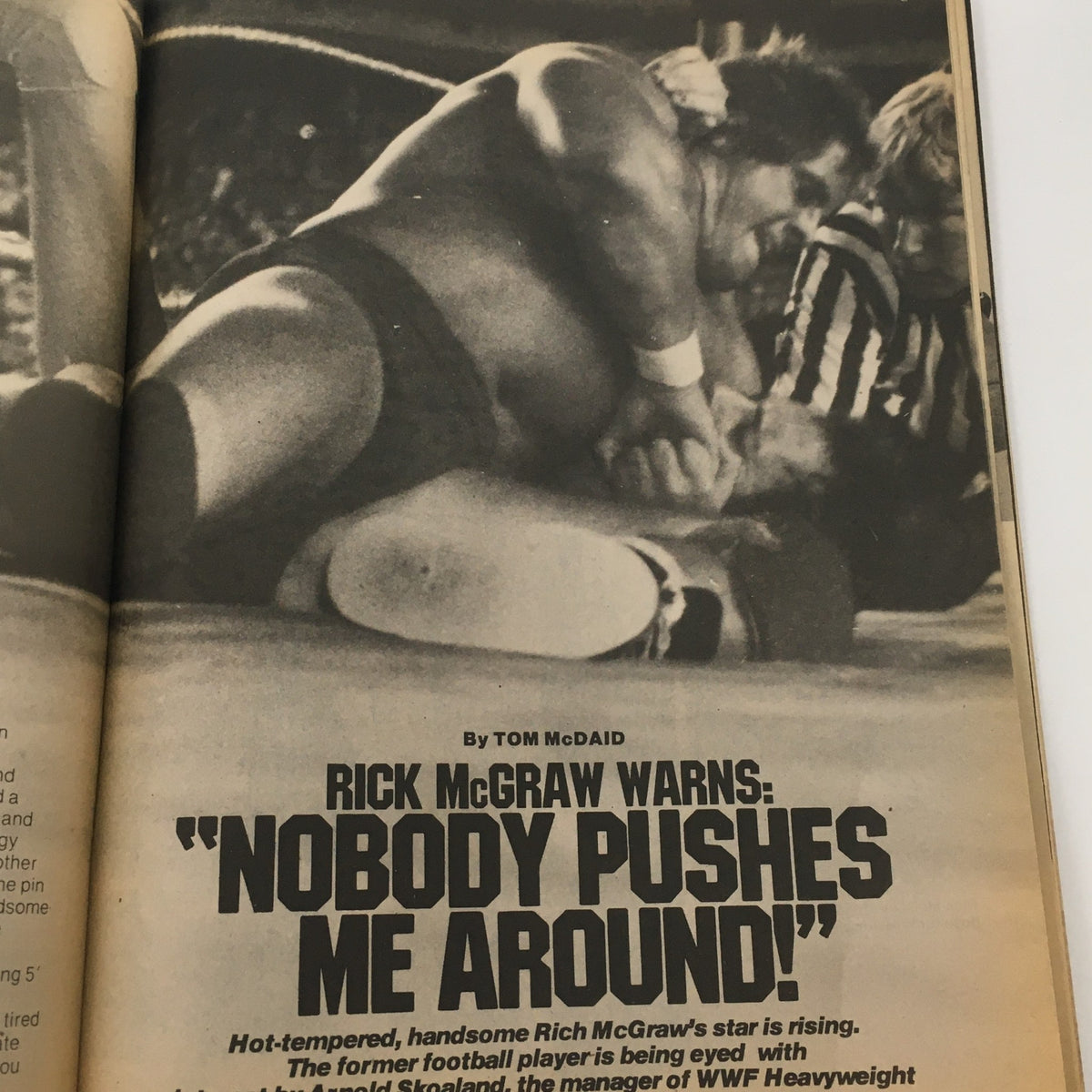 Wrestling Today Magazine January 1981 feature image showing Rick McGraw wrestling, capturing the excitement and intensity of professional wrestling during this era.