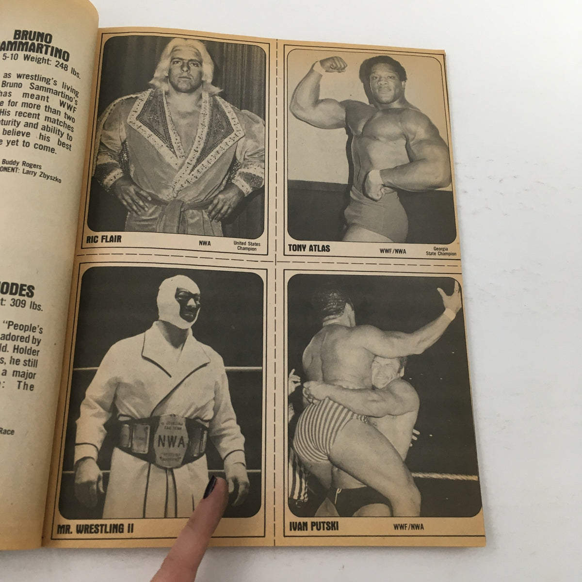 Another collage from Wrestling Superstars Magazine Summer 1981 featuring Ric Flair, Tony Atlas, and other wrestling notable figures, highlighting their iconic status.