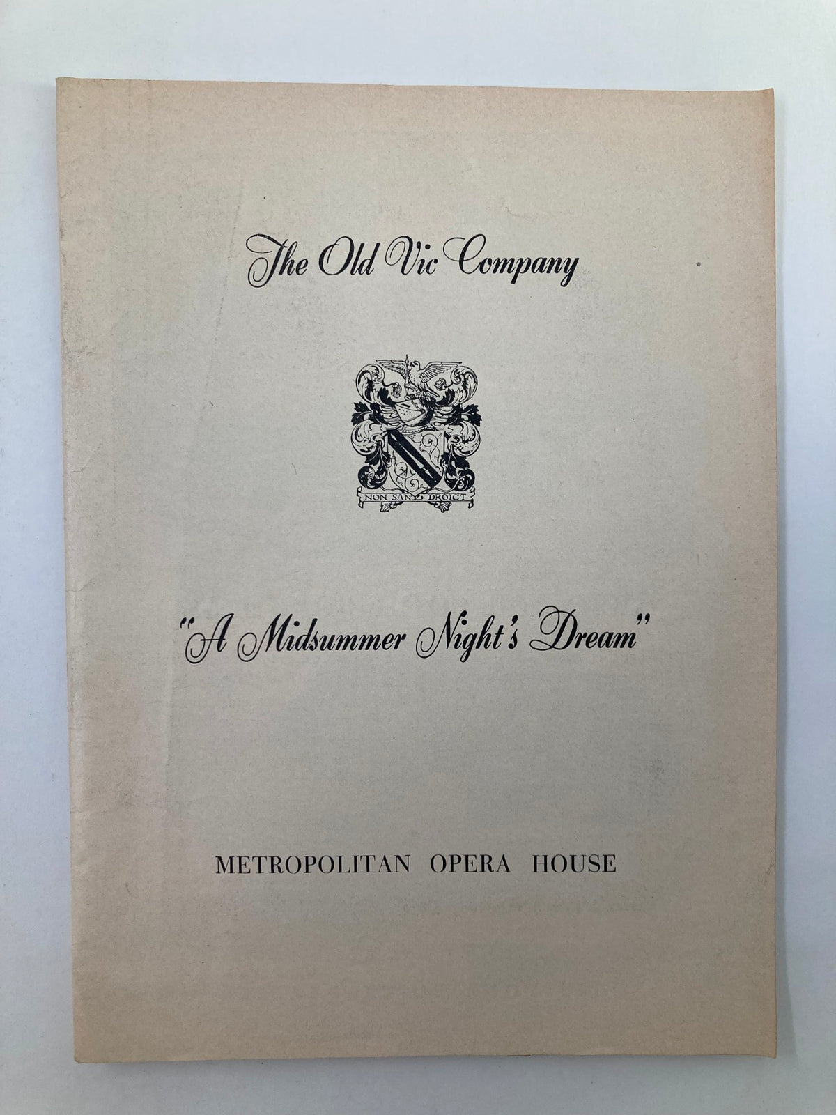 Cover image of the 1954 Souvenir Program from the Metropolitan Opera House featuring 'A Midsummer Night's Dream' by The Old Vic Company.