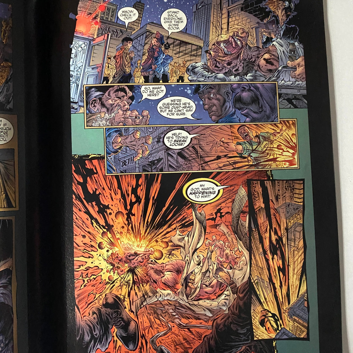 Panel from Todd McFarlane Presents KISS Psycho Circus Volume 5, showcasing a vivid comic art scene with dynamic illustrations.