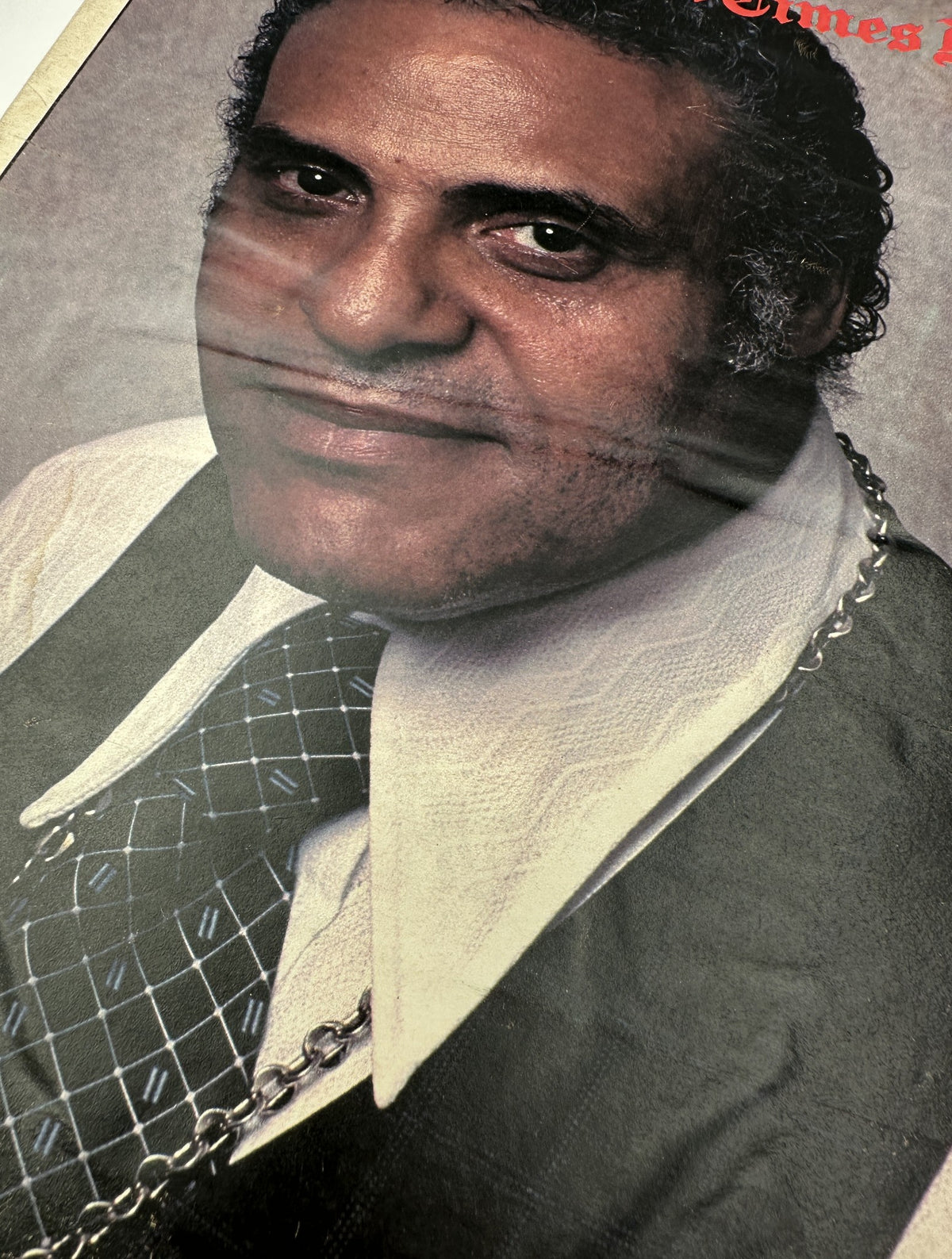 Close-up view of the cover of The New York Times Magazine July 15, 1979 showcasing Benjamin Hooks, highlighting his expression and traditional attire, with the title 'The Struggle To Rally Black America' by Paul Delaney.