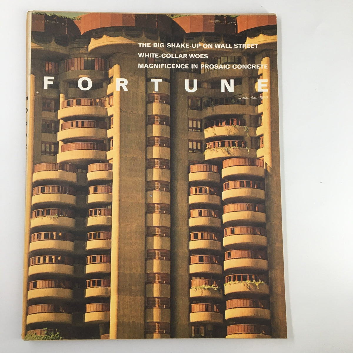 Cover of Fortune Magazine from December 1970 featuring the title 'The Big Shake-Up On Wall Street'. The image shows a modernist building facade with circular balconies, symbolizing the architecture of the era.