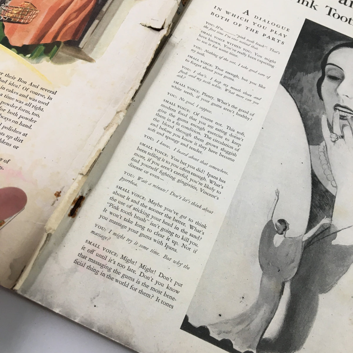 Interior page of VTG McCall's Magazine April 1930 displaying content including dialogue and art, reflecting the literary style of the era and the title 'The Fifth Horseman' by Robert Chambers.