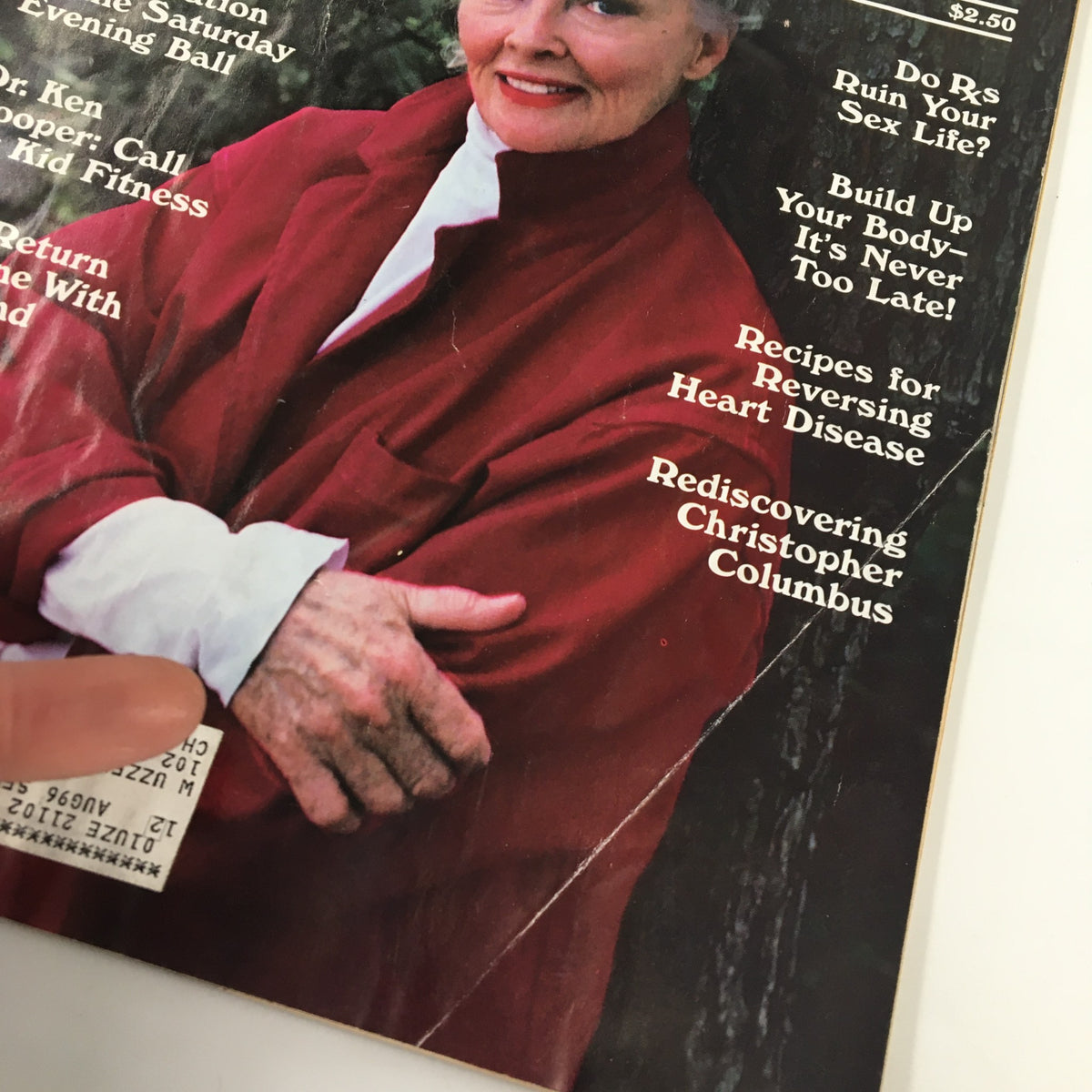 Close-up of the cover of The Saturday Evening Post January 1992, highlighting Katharine Hepburn's portrait and the magazine's featured articles.