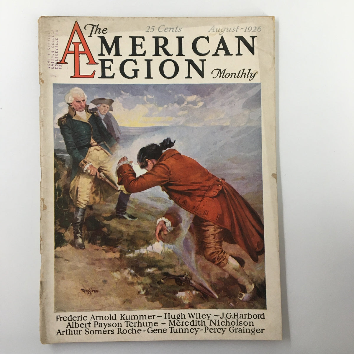 Cover of VTG The American Legion Magazine August 1926 titled 'The Greatest Fighting Machine', showcasing an illustration with historical military figures.
