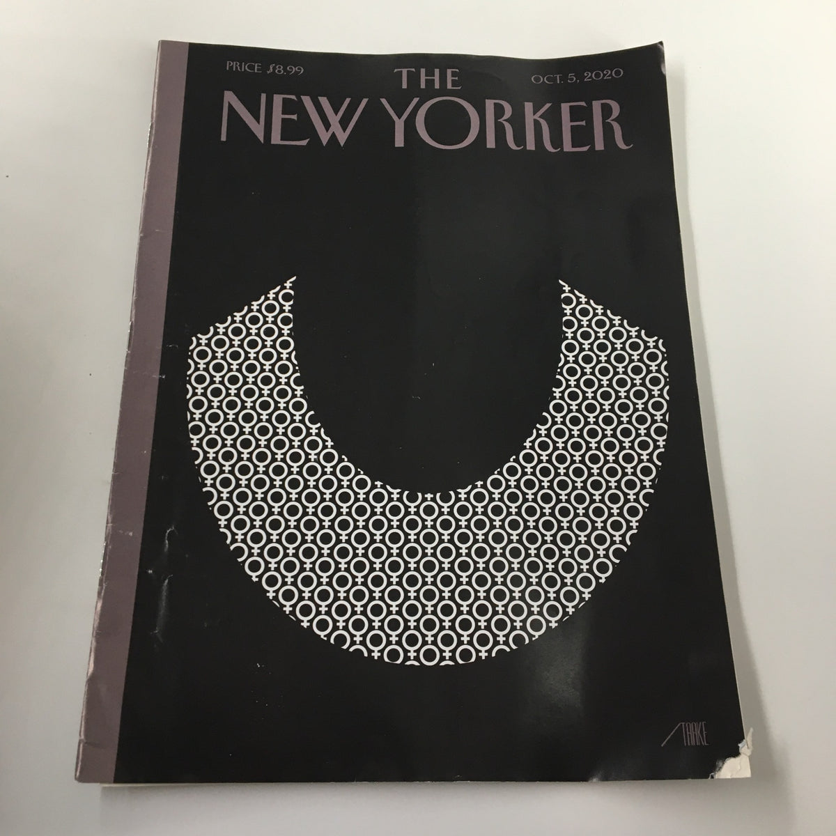 Cover of The New Yorker Magazine, October 5 2020, featuring a striking black and white design by Bob Staake.
