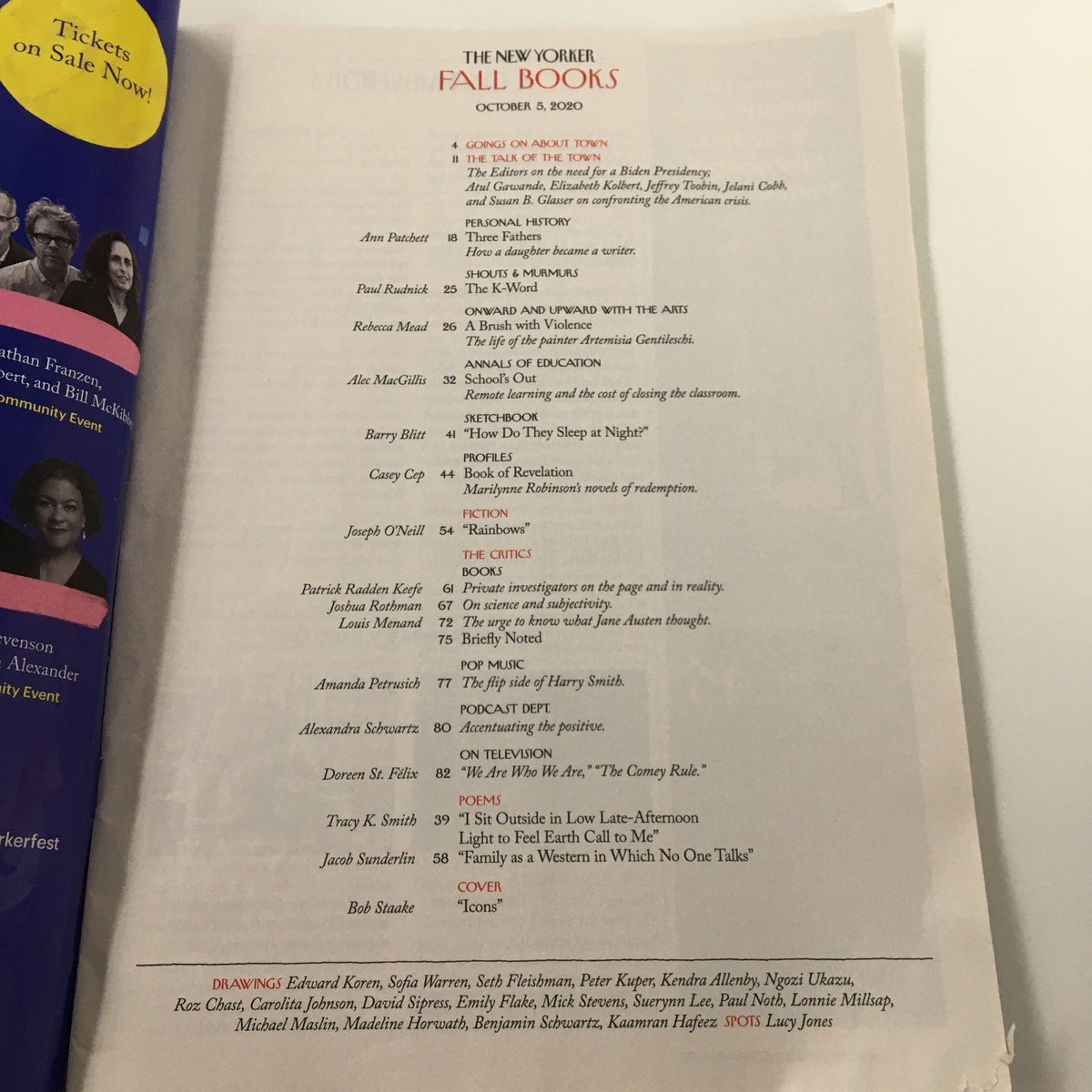 Page from The New Yorker Magazine dated October 5 2020, featuring the Fall Books listings, maintaining the publication's classic layout.