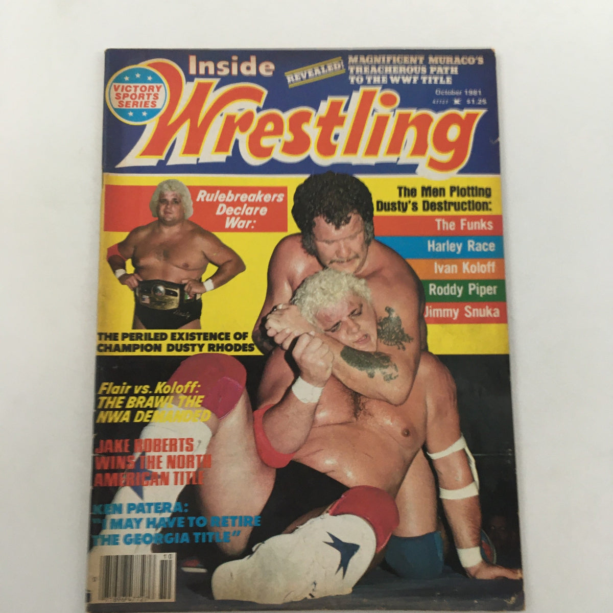 Cover of Inside Wrestling Magazine, October 1981, featuring Ric Flair vs Ivan Koloff. Highlights include wrestling stars and significant events in the sport.