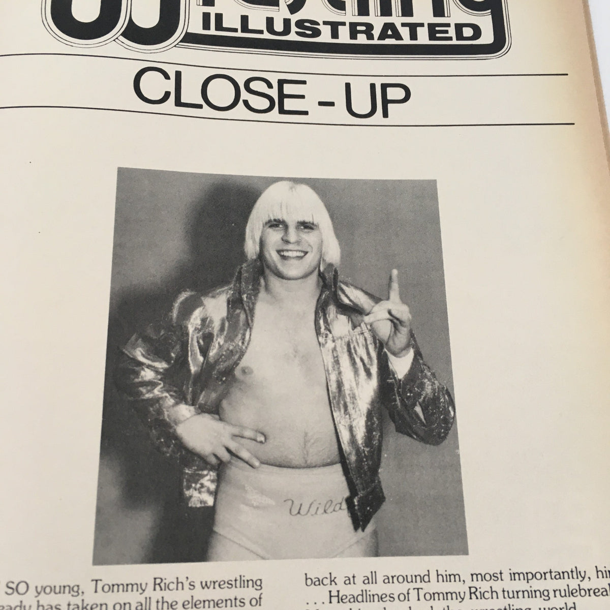 Pro Wrestling Illustrated Magazine July 1981 showcasing a close-up image of Tommy Rich in a shiny jacket, highlighting his wrestling persona.