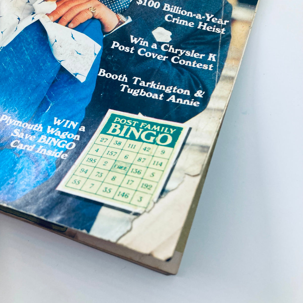 Close-up view of the Saturday Evening Post Magazine May 1981 cover, highlighting the 'Post Family Bingo' card and additional features, reflecting early 80s nostalgia.