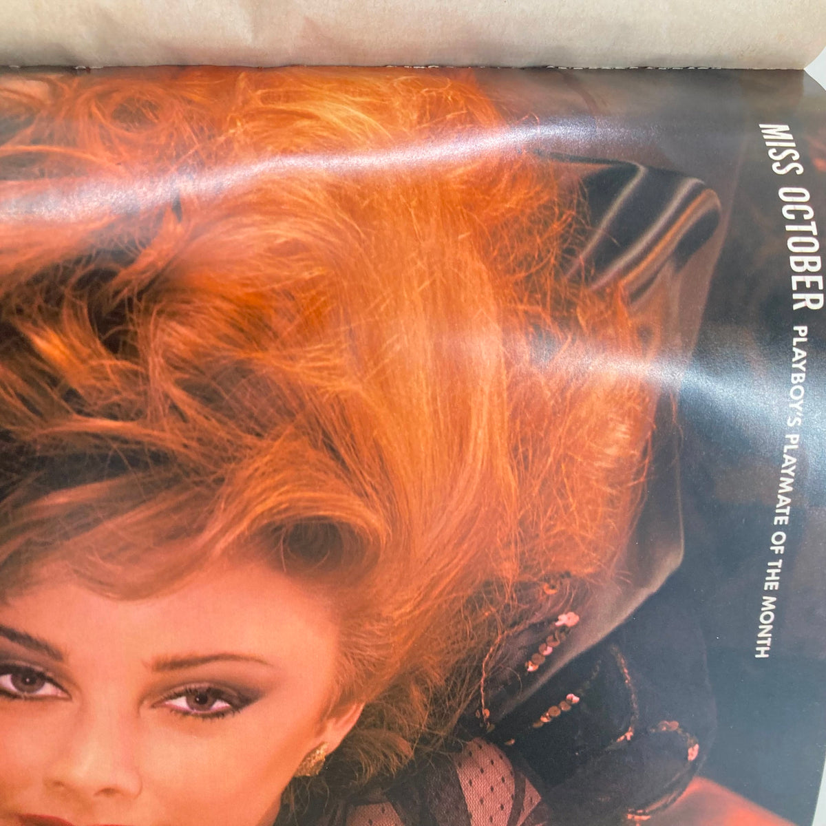 Centerfold from the October 1985 Vintage Playboy Magazine highlighting Miss October, showcasing vintage beauty and style.