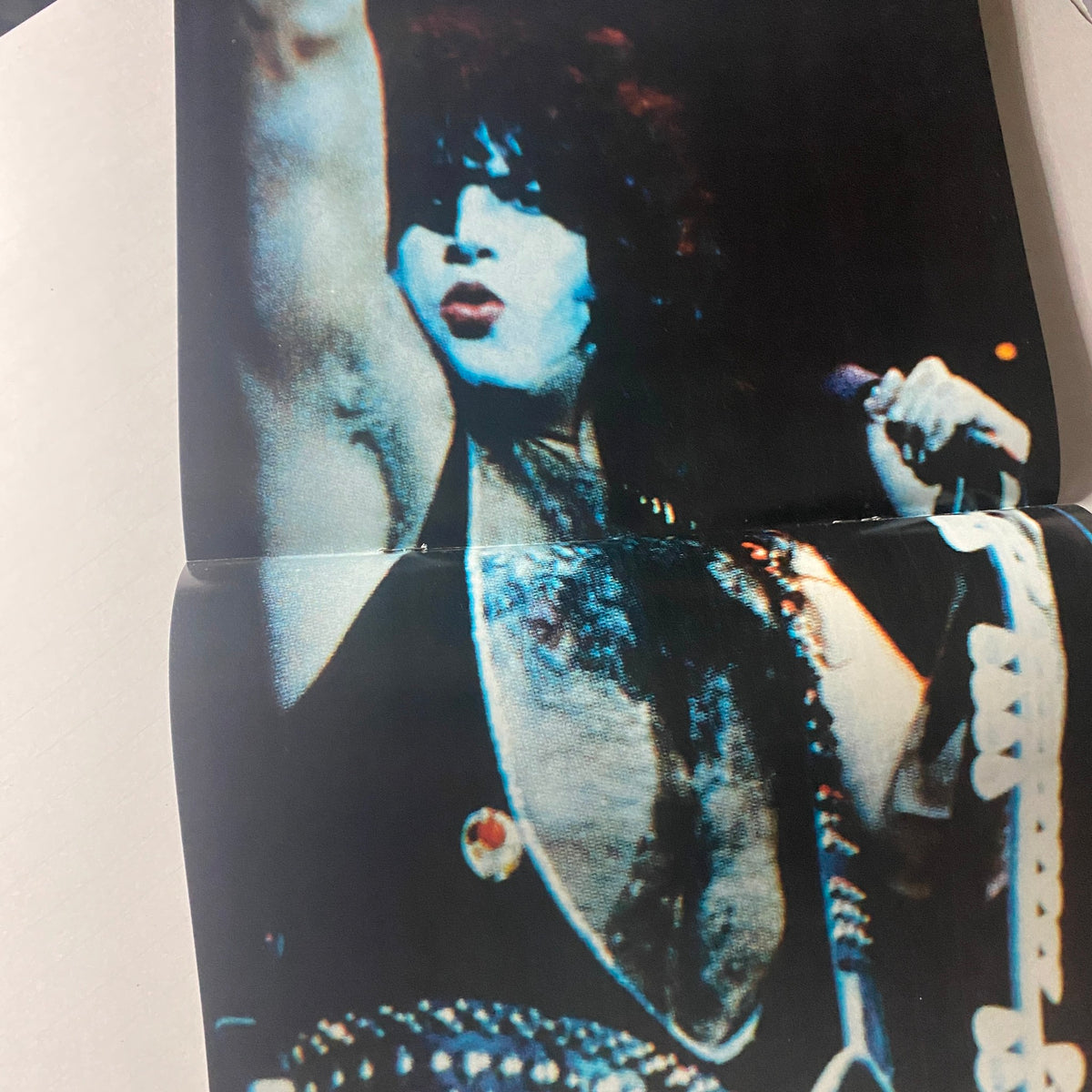 Fold-out poster image from This Kiss Vol 2 No 2 featuring Paul Stanley performing on stage.