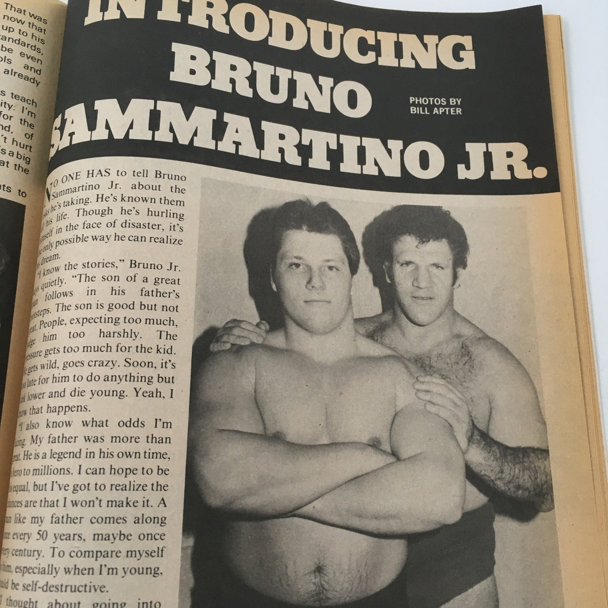 Featured article introducing Bruno Sammartino Jr. in The Wrestler Magazine April 1981: Ric Flair vs Roddy Piper - The Feud.