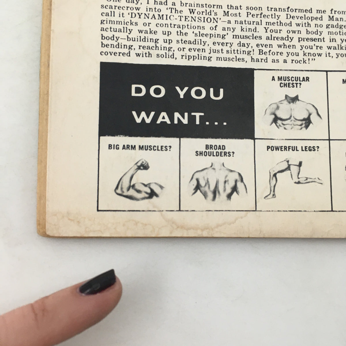 A promotional page in Wrestling Super Stars Magazine Winter 1976 presenting the benefits of the Dynamic-Tension program by Charles Atlas.