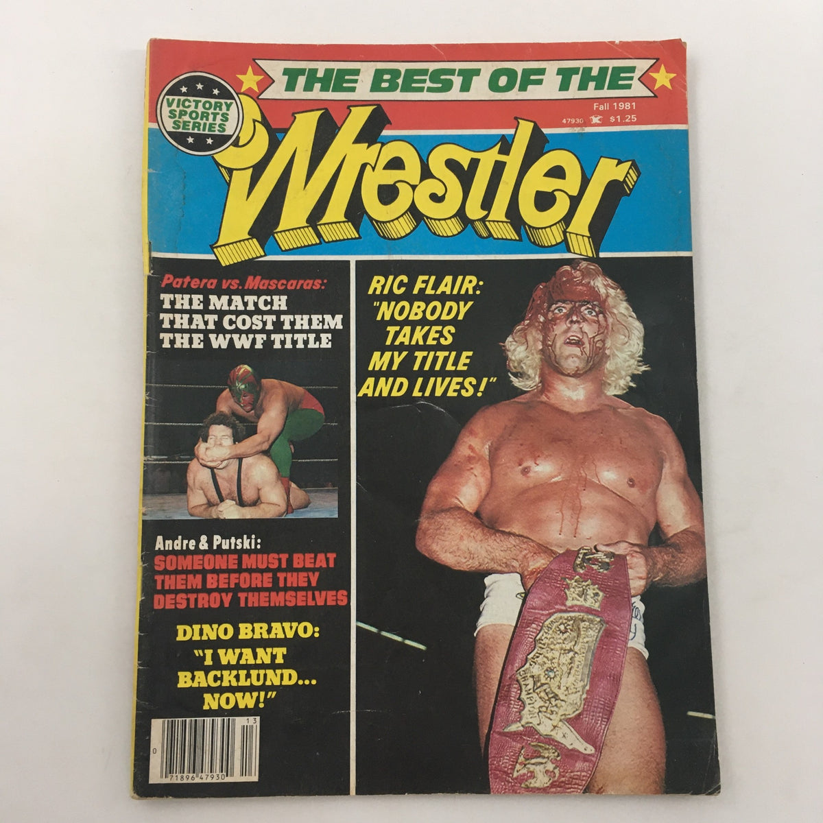 WWF Wrestler Magazine Fall 1981 cover featuring iconic wrestlers Andre the Giant, Ivan Putski, and Ric Flair with headlines promoting their famous matches.