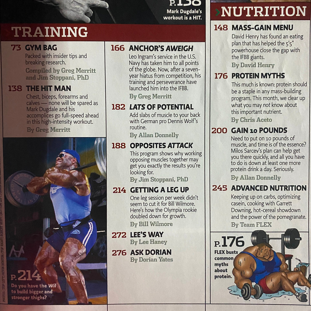 Interior page of Flex Magazine December 2006 highlighting training and nutrition sections, including exclusive workouts and tips from industry experts.