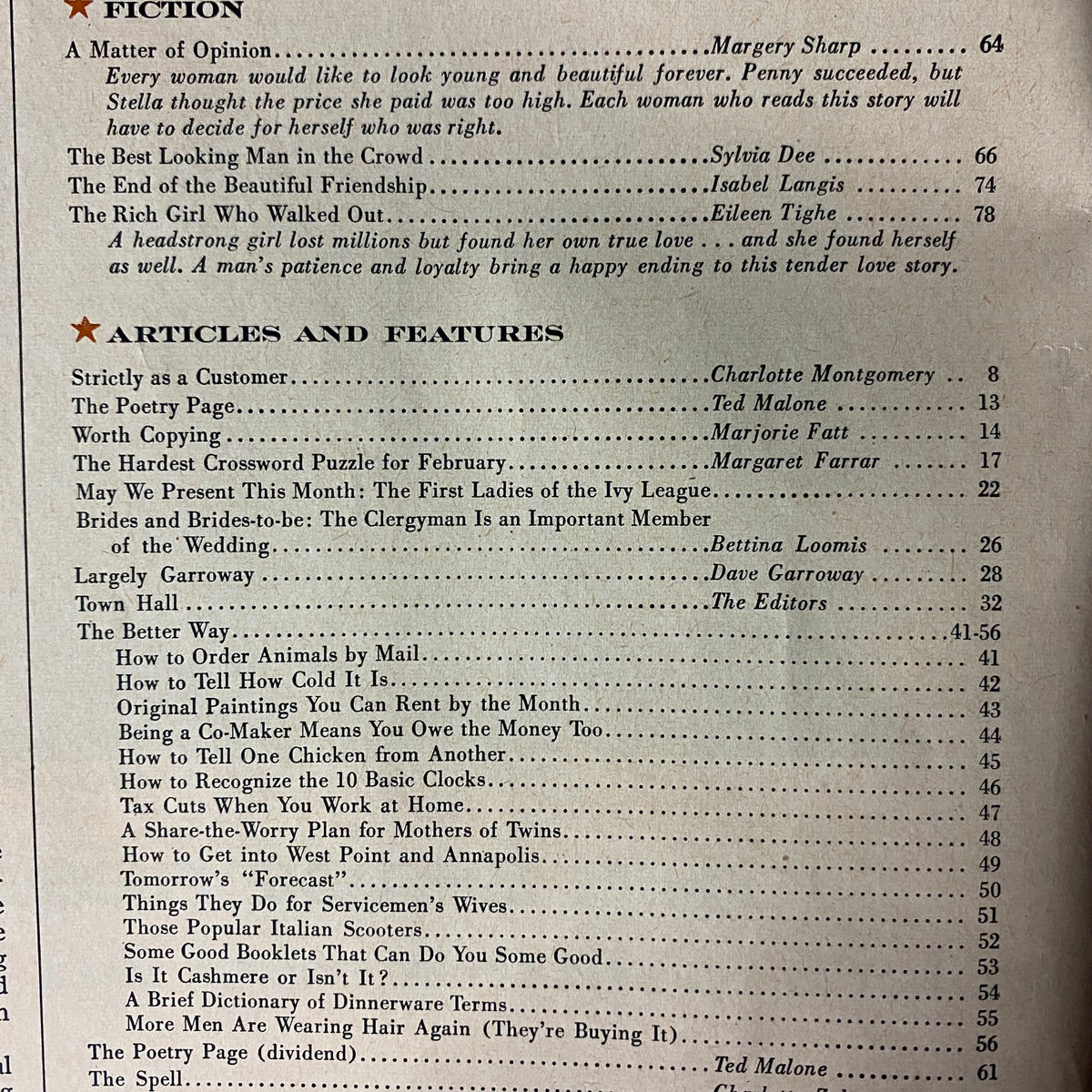 Good Housekeeping Magazine February 1957 Helen Haye's Story No Label