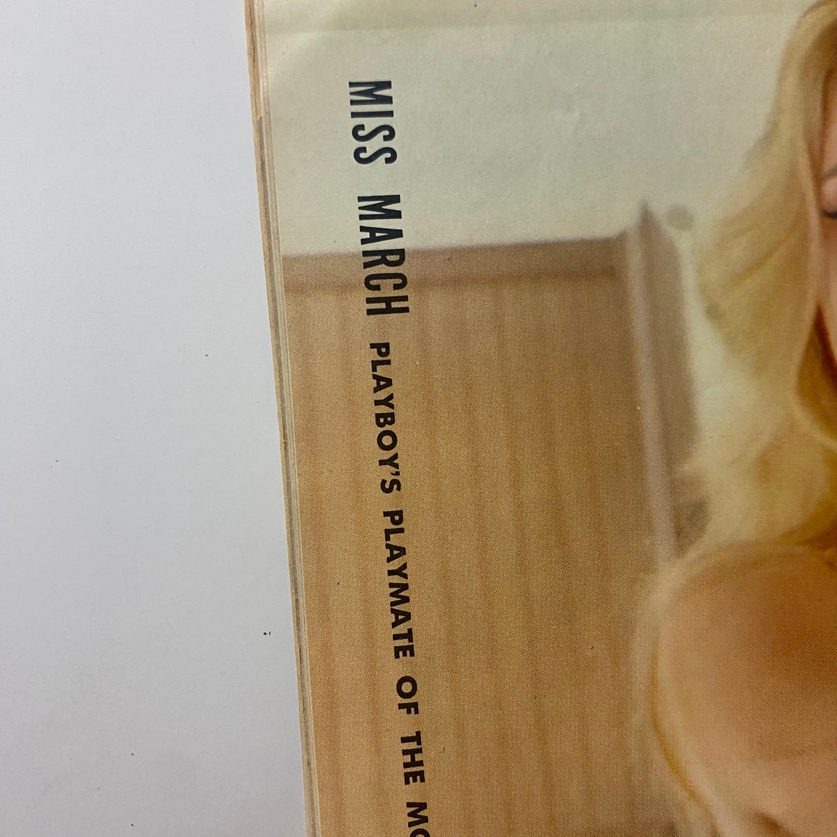 Close-up of 'Miss March' section in Playboy Magazine March 1960, featuring the Playmate of the Month highlight.