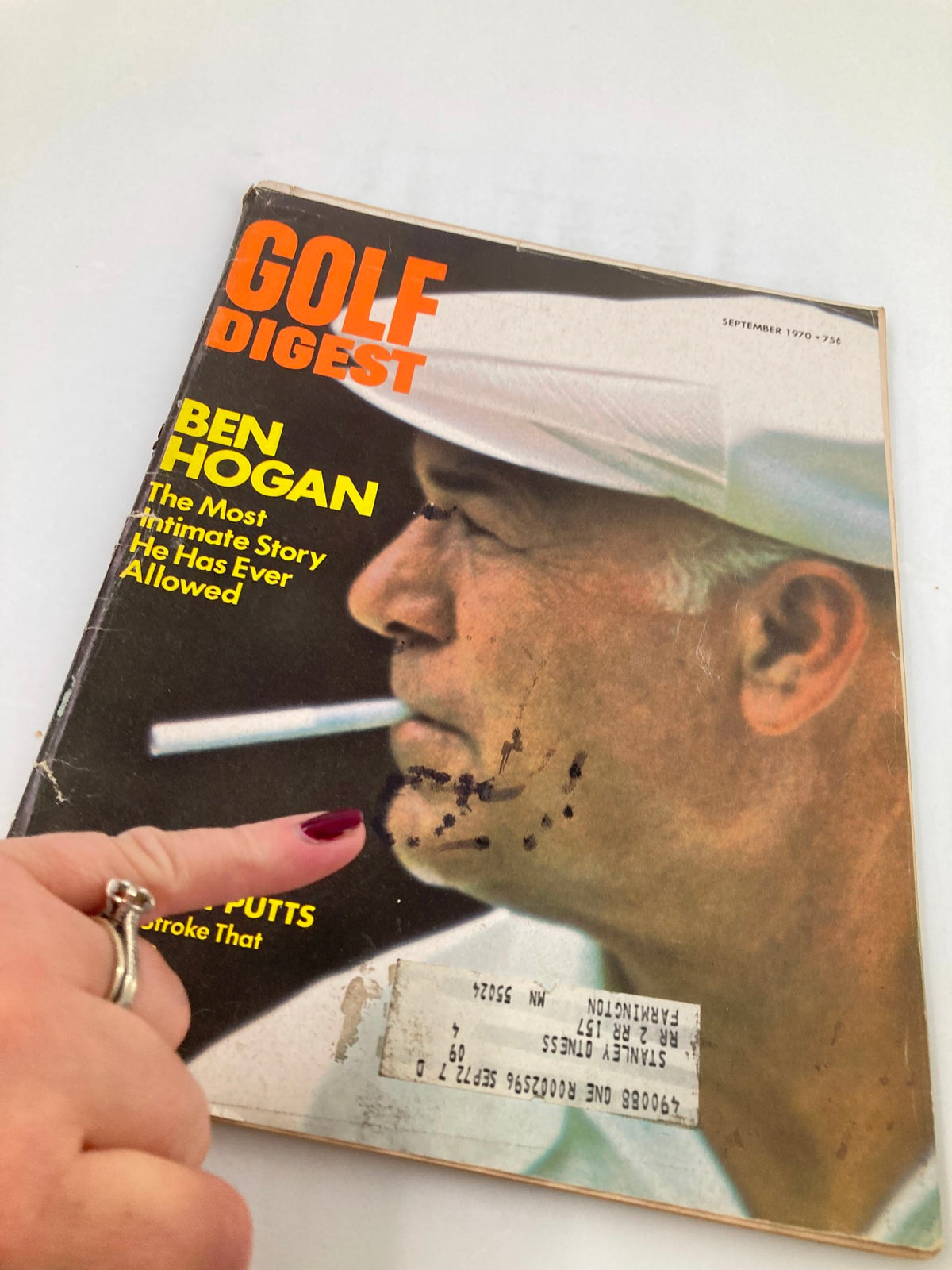 Cover of VTG Golf Digest Magazine September 1970 featuring Ben Hogan, showcasing the title 'The Most Intimate Story He Has Ever Allowed', with a close-up of Ben Hogan's face and a cigarette.