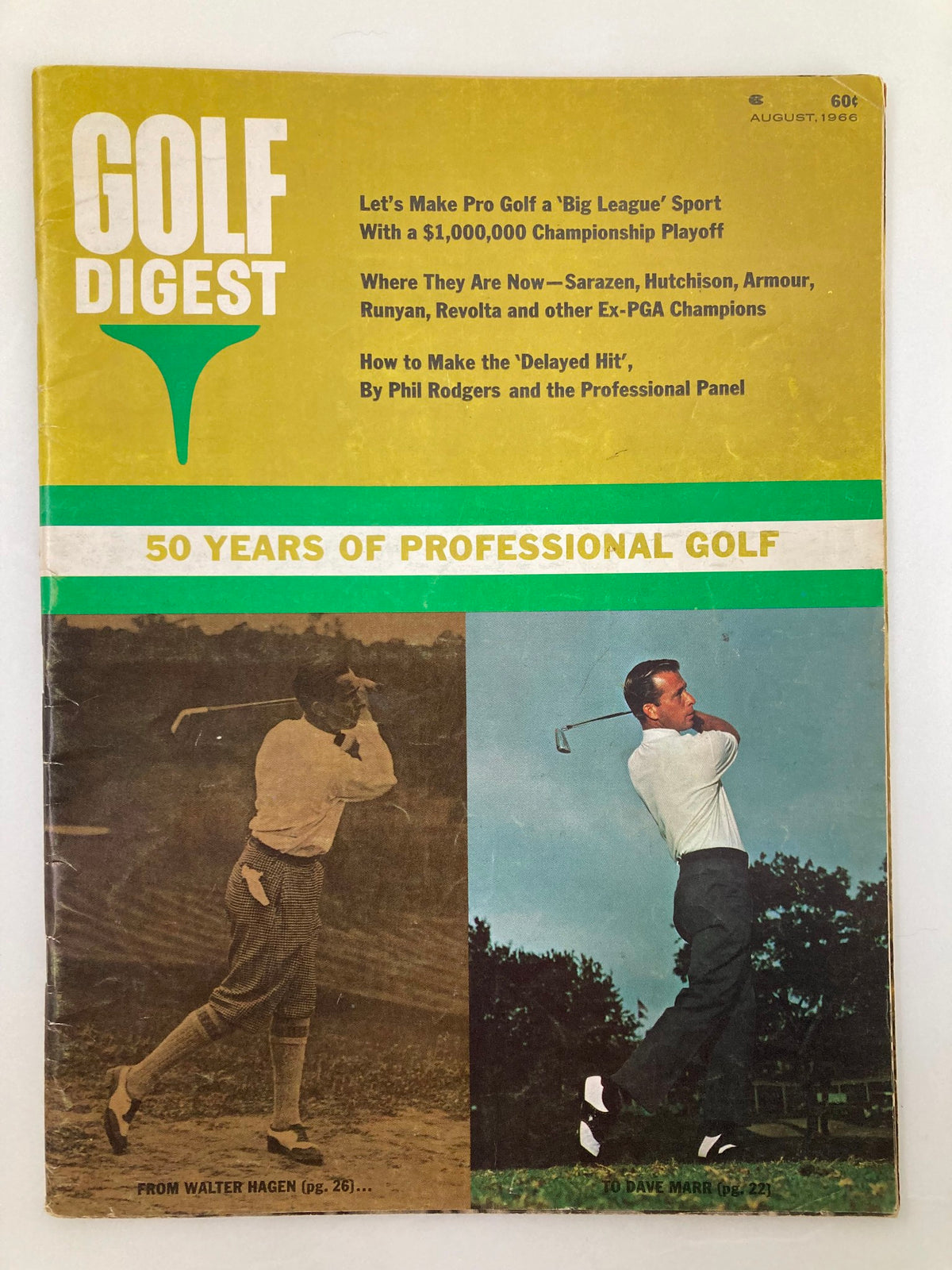 VTG Golf Digest Magazine August 1966 Vol 17 #8 featuring Dave Marr cover, showcasing golf history and iconic players.
