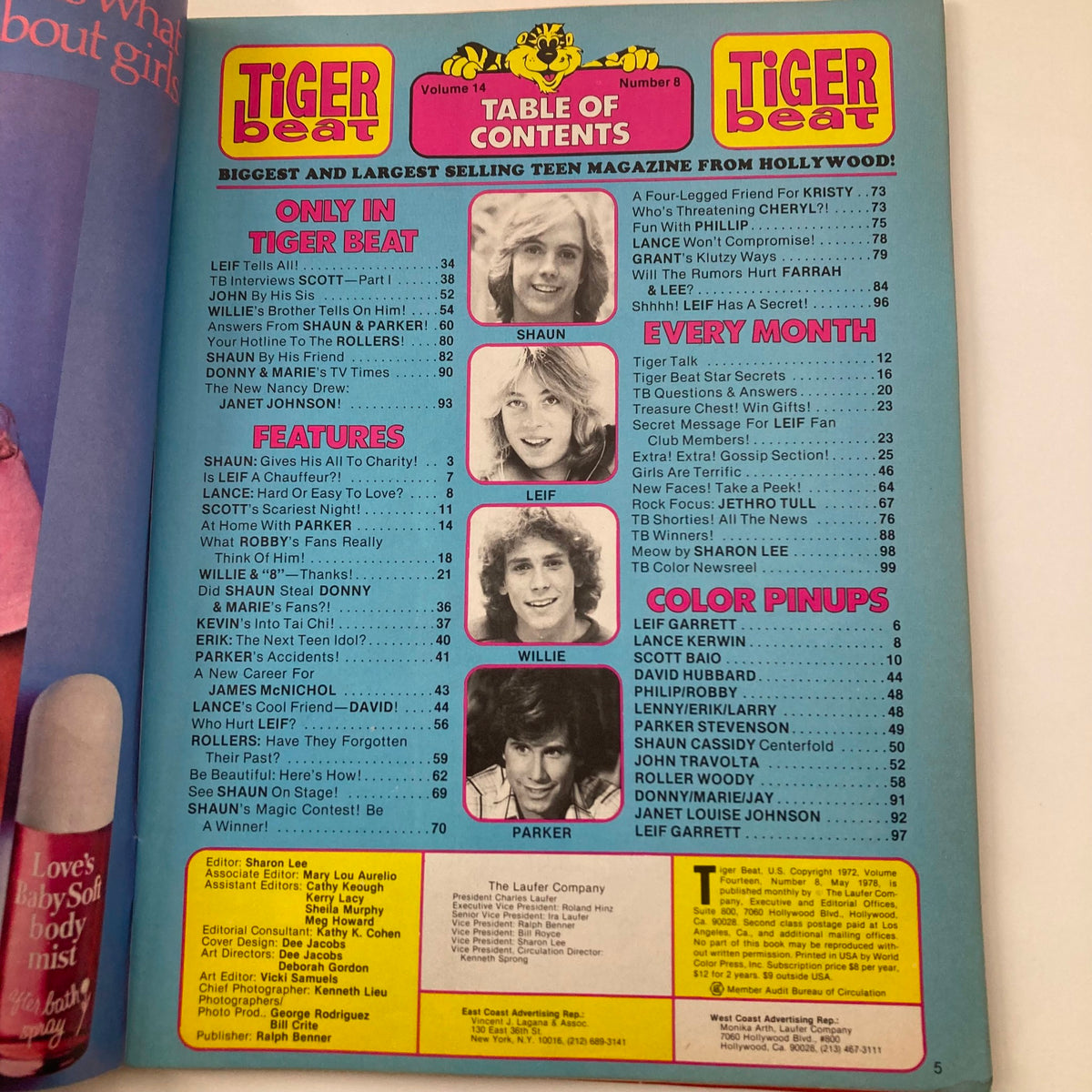 Vintage Tiger Beat Magazine May 1978 Shaun Cassidy, Leif Garrett No Label
