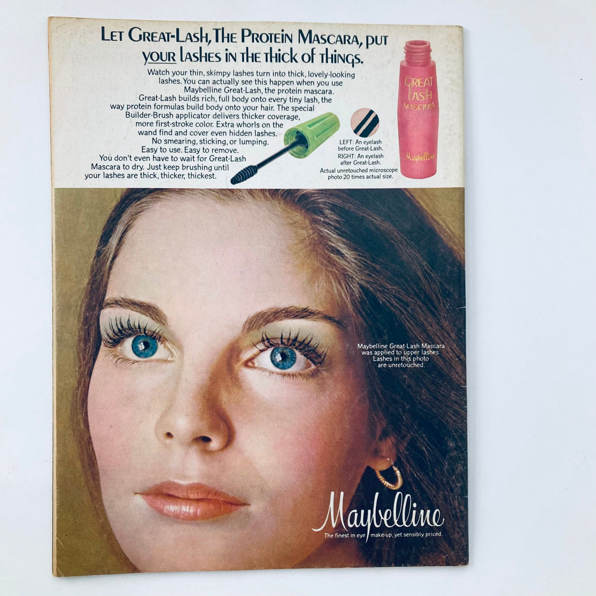 Back cover advertisement for Maybelline Great Lash featured in VTG Teen Life Magazine September 1974 Vol 15 #1, promoting beauty products.