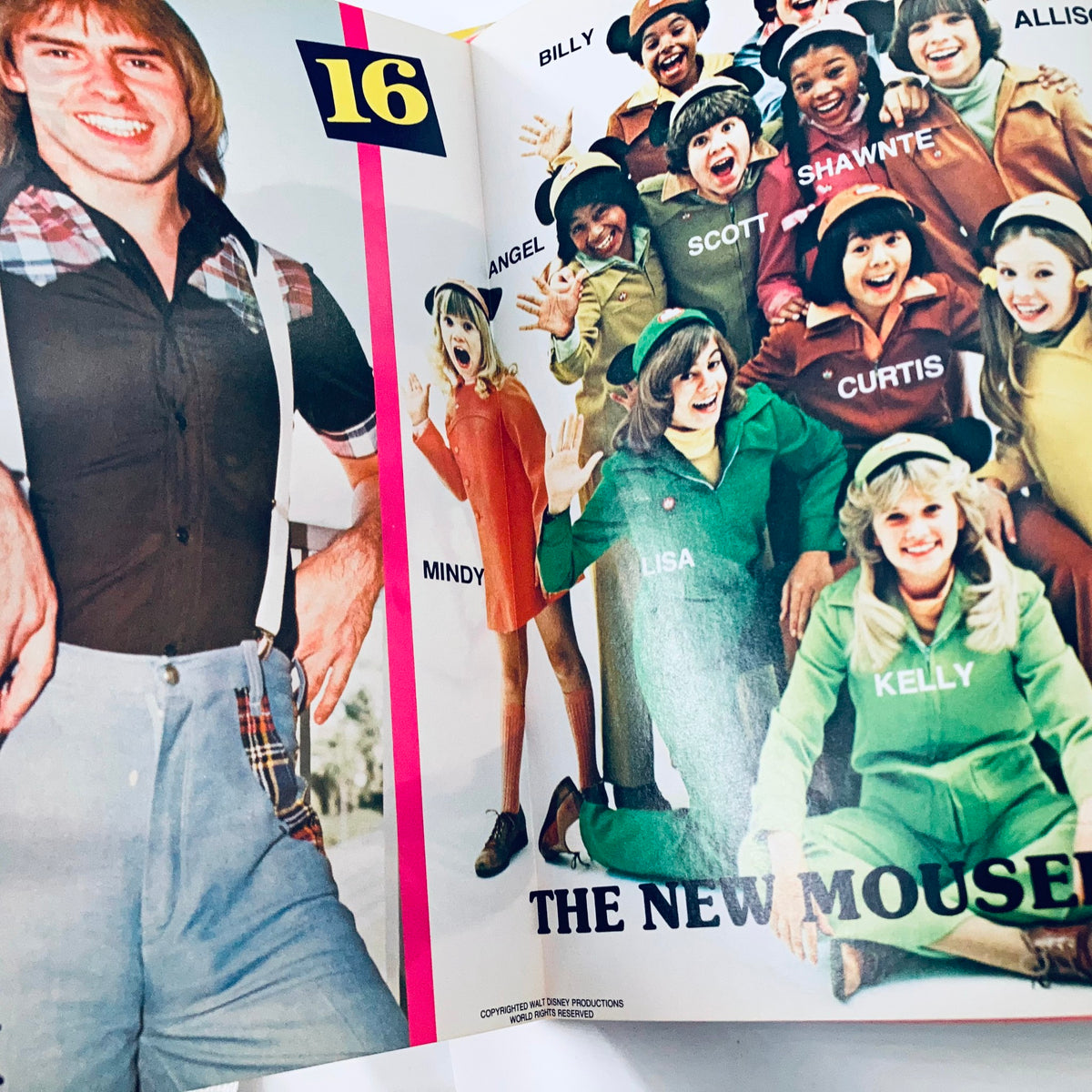 Colorful spread from VTG 16 Magazine February 1978 featuring the cast of The New Mousketeers, a representation of the entertainment style of the 1970s.