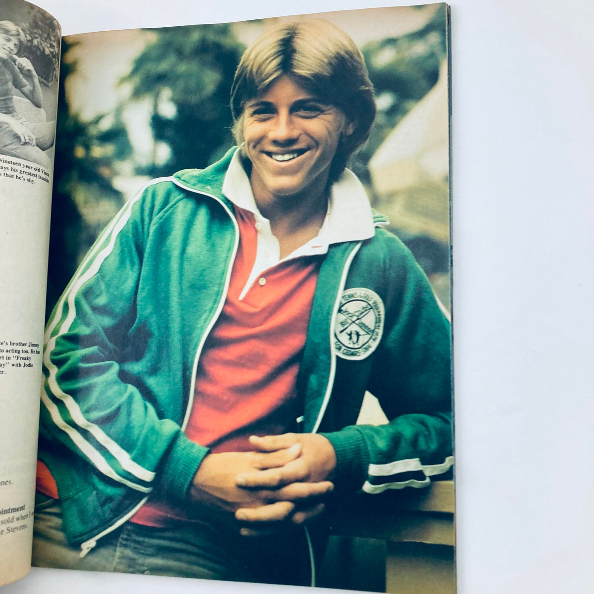Inside photo from VTG Teen Bag Magazine June 1977 of a smiling young male model, capturing the youthful spirit of the 1970s.
