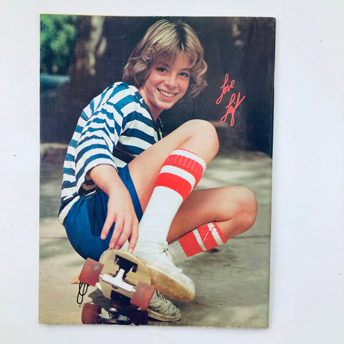 Vintage magazine cover featuring a young girl on a skateboard, smiling and wearing a striped shirt and knee-high socks, from the Tiger Beat Star October 1977 issue featuring Shaun Cassidy, Star Wars, and Donny & Marie.