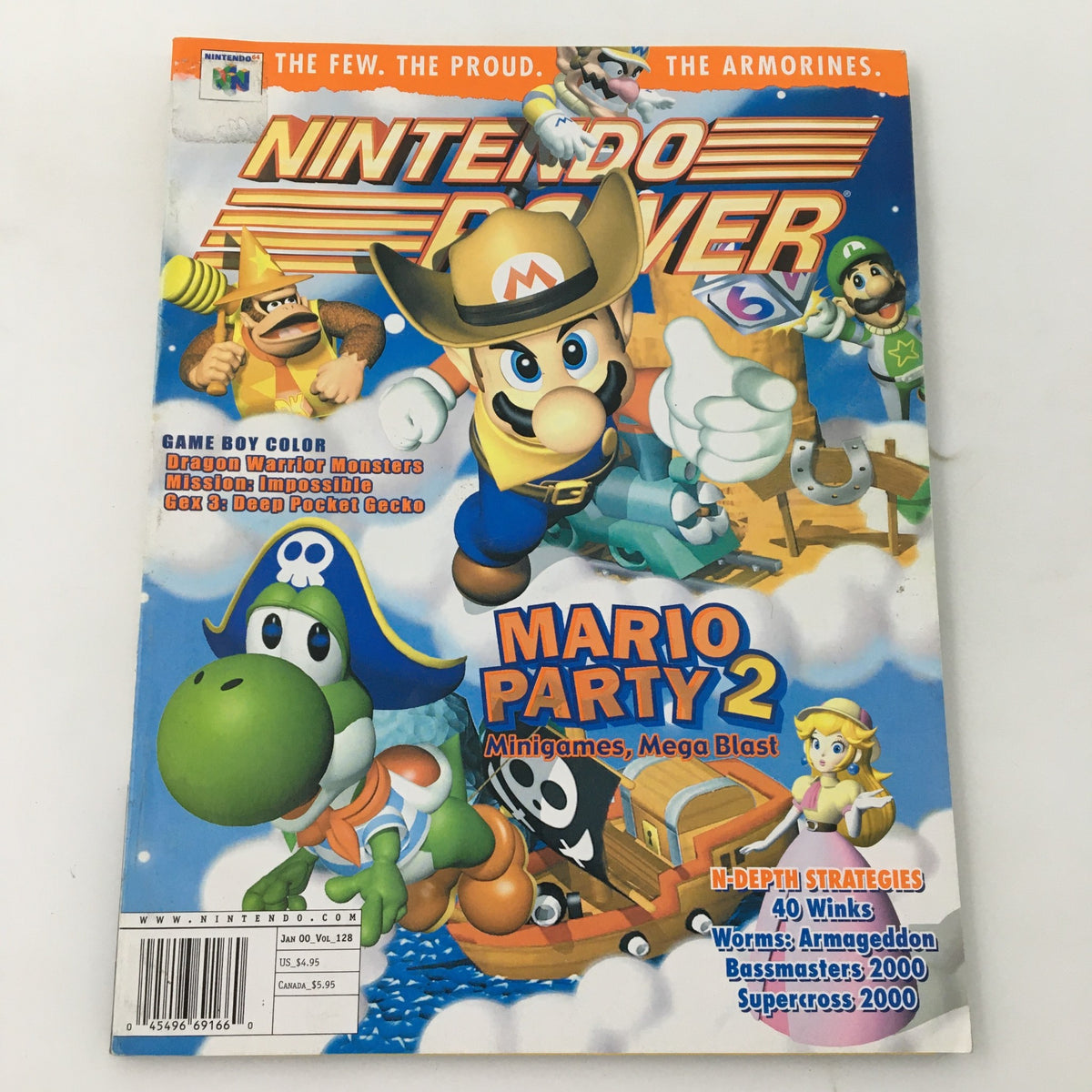 Nintendo Power Magazine, January 2000, Vol. 128: Featuring Mario Party 2 Minigames Blast, in VG condition