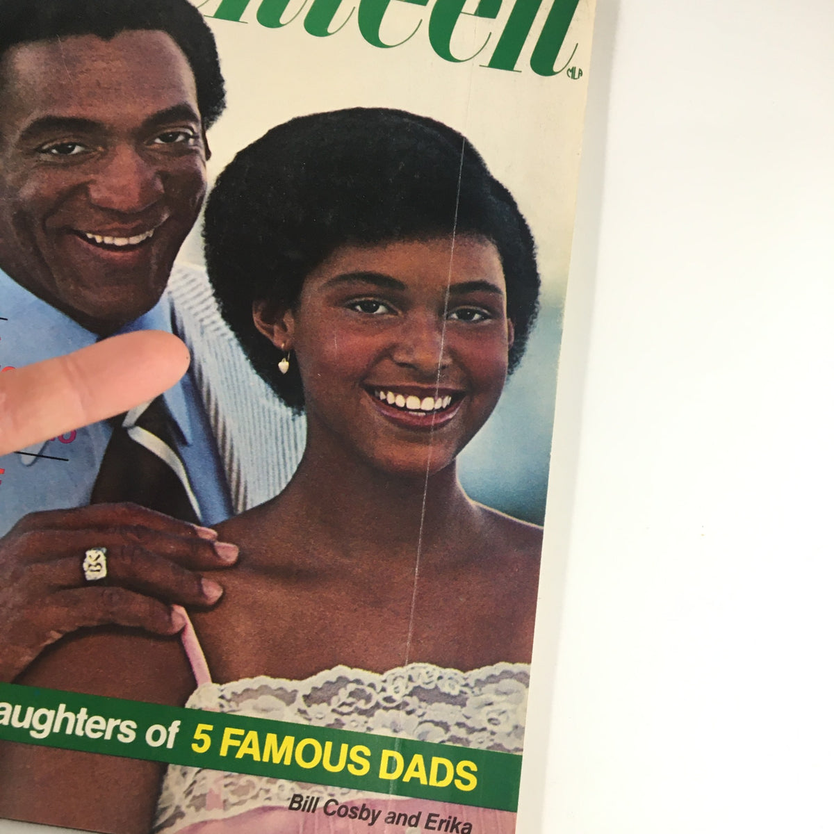 Close-up of the VTG Seventeen Magazine December 1978 cover featuring Bill Cosby and daughter Erika, highlighting the nostalgic essence of teenage life in the late 70s.