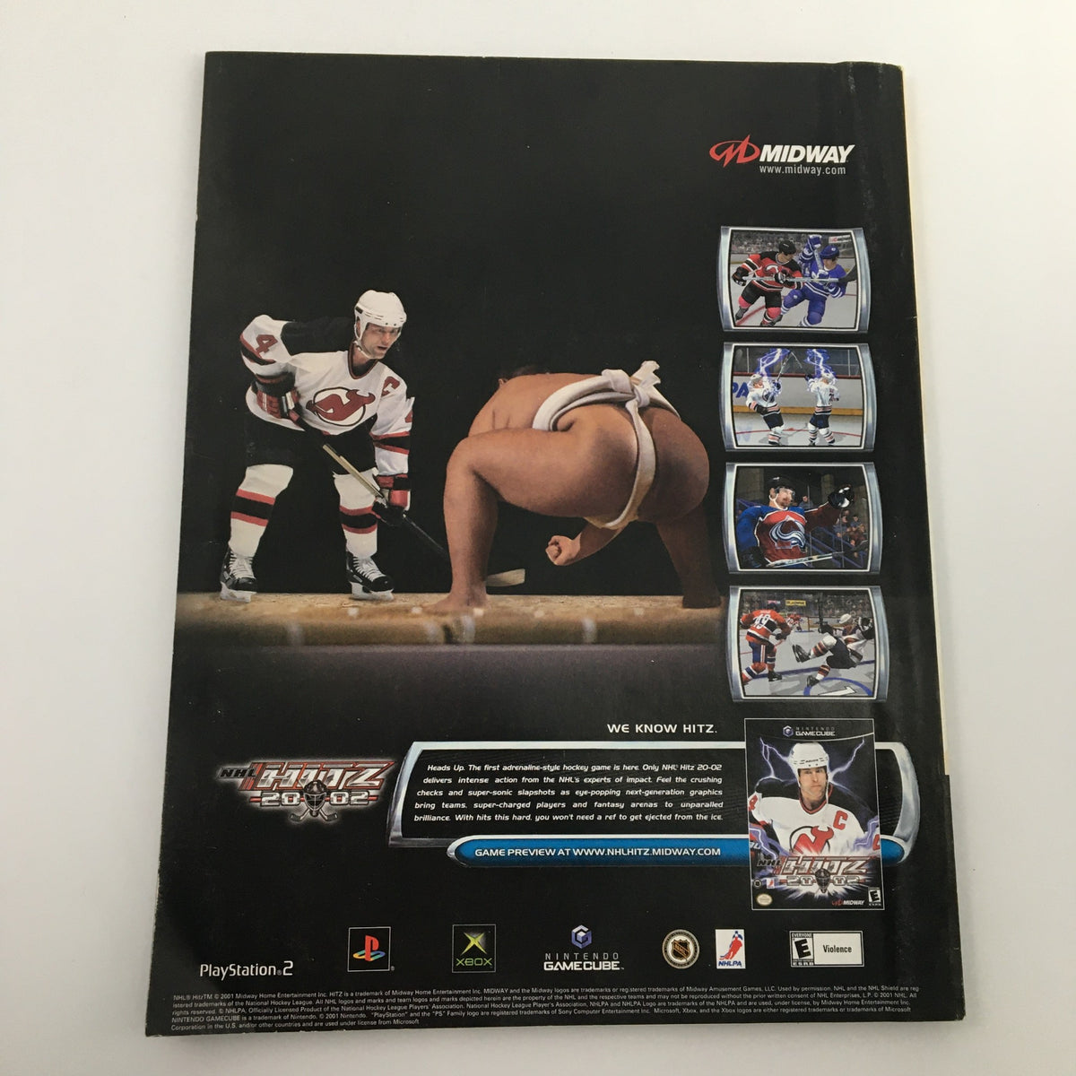 Back cover of Nintendo Power Magazine November 2001 #150 showcasing a promotional image for a Midway game, highlighting the advertisement elements related to gaming.