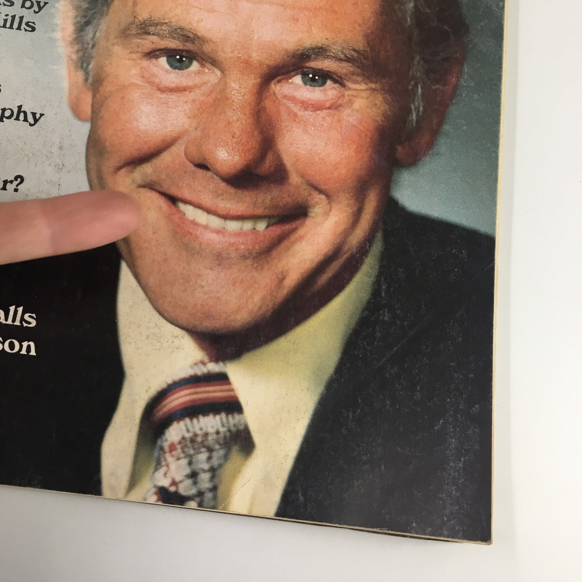 Close-up of Johnny Carson's smiling face on the cover of The Saturday Evening Post June 1979, highlighting the article 'Pete Martin Calls on Johnny Carson'.