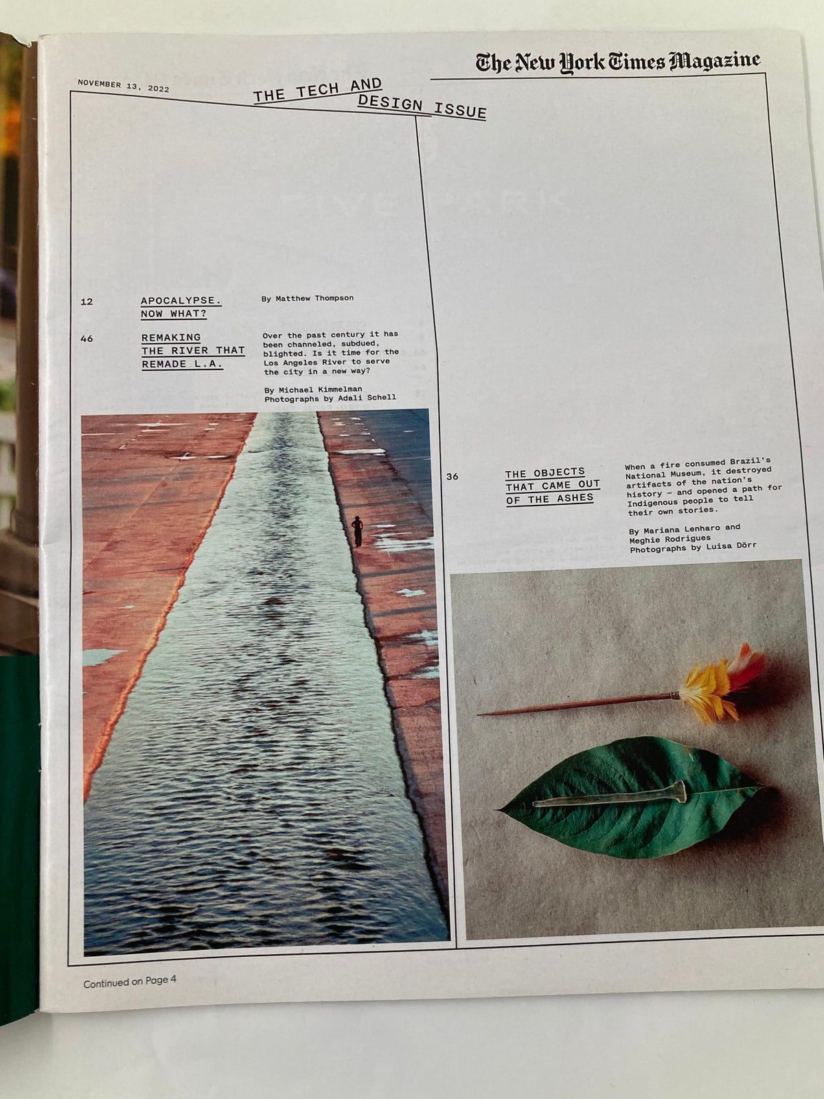 Interior page of The New York Times Magazine, November 13, 2022, showcasing the Tech and Design issue with articles and visuals.