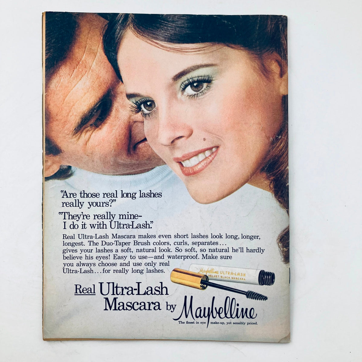 Vintage advertisement for Maybelline Ultra-Lash Mascara featured in VTG Teen Life Magazine November 1974 emphasizing beauty trends of the 1970s.