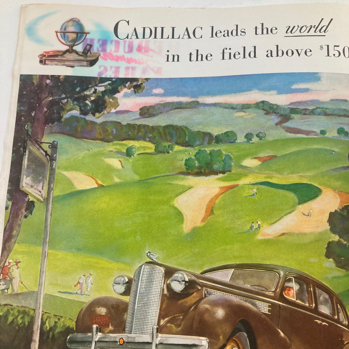 Advertisement page from VTG Time Magazine July 5, 1937, featuring a vintage illustration promoting Cadillac automobiles.