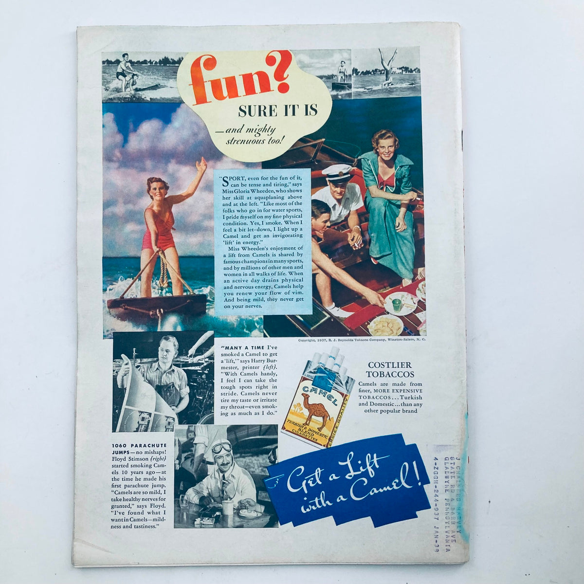 Vintage Time Magazine July 5 1937 featuring a lively illustration on the cover that includes a woman in a swimsuit enjoying water activities, alongside men in nautical attire. This magazine highlights leisure and fun in the 1930s, capturing the essence of a summer day.