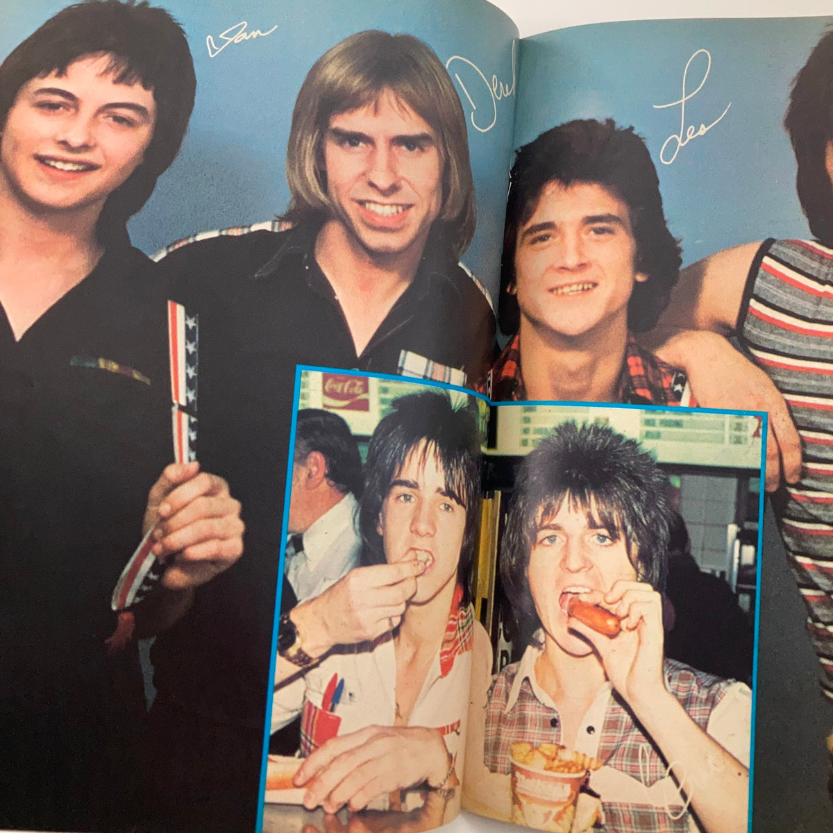 Spread from Tiger Beat Magazine September 1976 featuring photos of fan-favorite music stars enjoying casual moments.