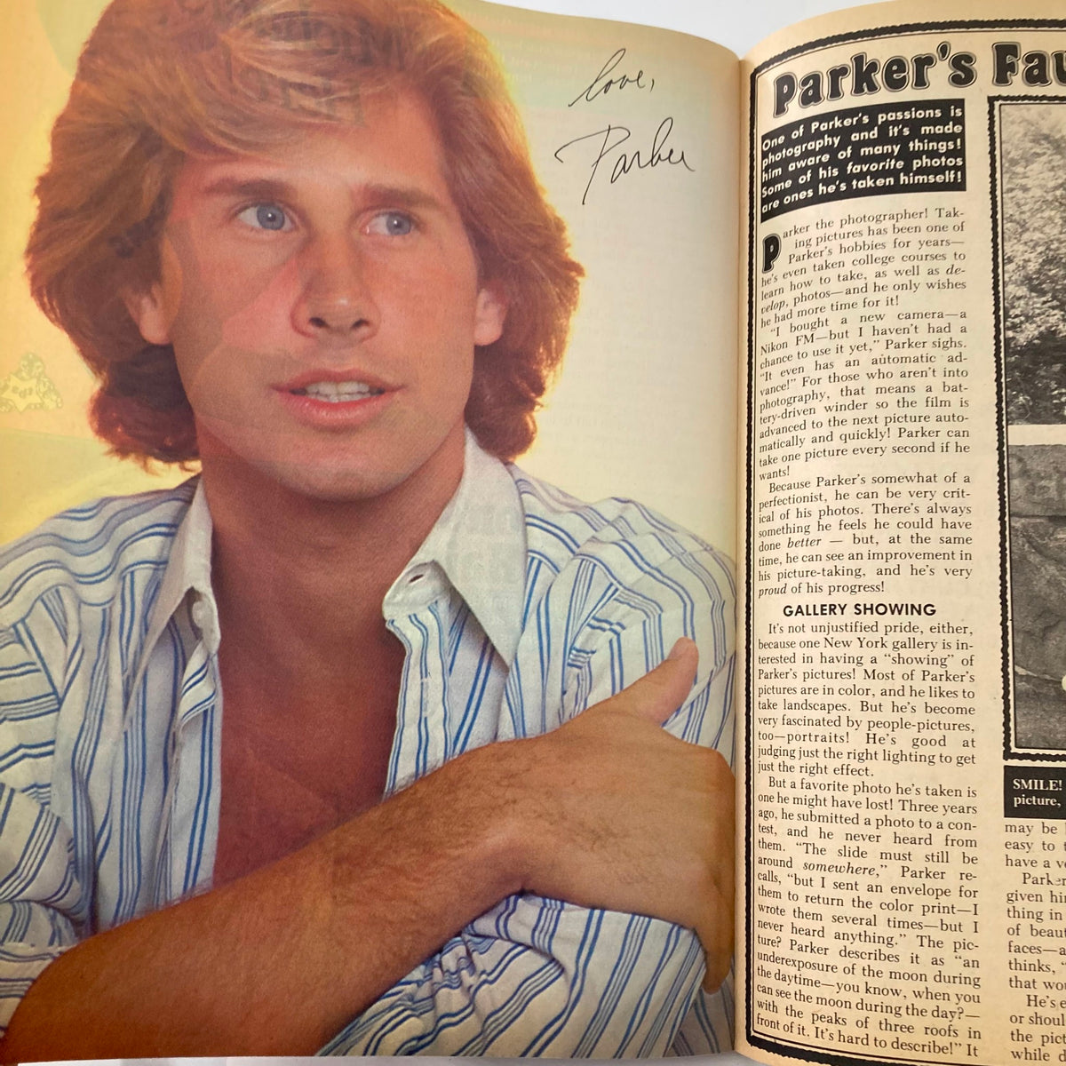 Tiger Beat Star July 1978 presenting Parker Stevenson with a signature, alongside an article about his photography passion.