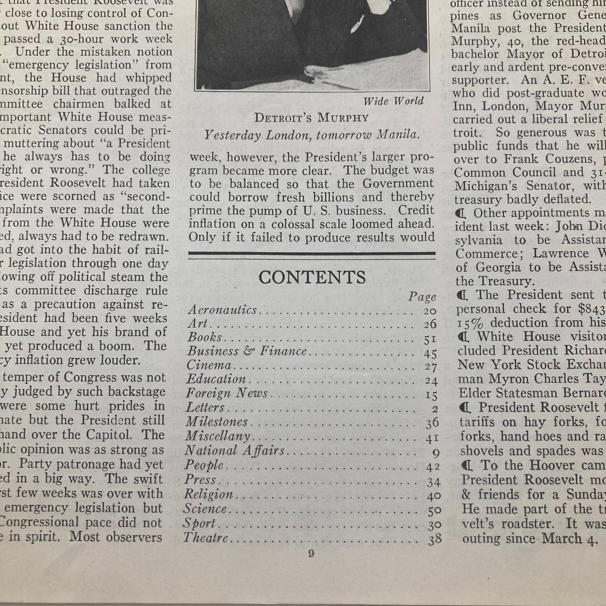 Time Magazine April 17 1933 Secretary of State Cordell Hull Hitler Raids Jews