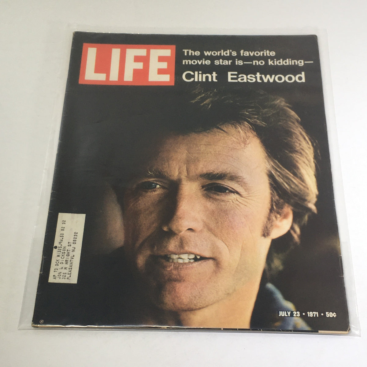 Vintage Life Magazine cover from July 23, 1971 featuring Clint Eastwood, the world's favorite movie star, showcasing his iconic image and the magazine's recognizable branding.